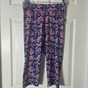 Simply Southern Coral Print Capri Leggings One Size Fits Most